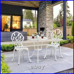 Patio Bistro Furniture Set Outdoor Garden Table Set with Umbrella Hole, 3 Piece