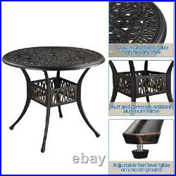 Patio Bistro Table with Umbrella Hole, Outdoor Furniture Aluminium Bistro Table