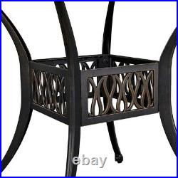 Patio Bistro Table with Umbrella Hole, Outdoor Furniture Aluminium Bistro Table