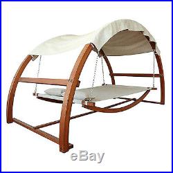 Patio Canopy Swing 2 Person Outdoor Hammock Porch Furniture Wood Yard Garden Bed