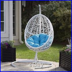 Patio Chair Outdoor Furniture Swing White Resin Wicker Hanging Egg Cushion Porch