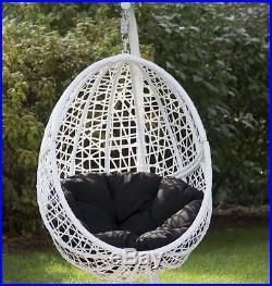 Patio Chair Outdoor Furniture Swing White Resin Wicker Hanging Egg Cushion Porch