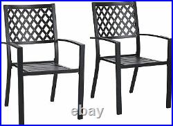 Patio Chair Set of 2 Black Stackable Waterproof Outdoor Dining Chairs Furniture