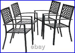 Patio Chair Set of 4 Metal Dining Chairs Waterproof Outdoor Furniture Black