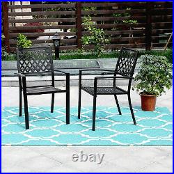 Patio Chair Set of 4 Metal Dining Chairs Waterproof Outdoor Furniture Black