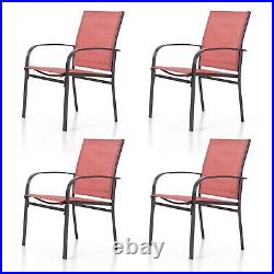Patio Chairs Set of 4 Outdoor Dining Chairs High Back Armchairs for Garden Yard