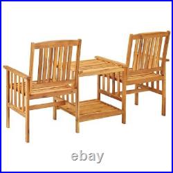 Patio Chairs with Tea Table 62.6x24x36.2 Solid Acacia Wood