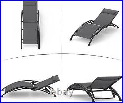 Patio Chaise Lounge Set of 2 Adjustable Chairs withArm Headrest for Pool, outside