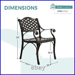 Patio Dining Chair Set of 2 Outdoor Bistro Chairs Set Cast Aluminum Furniture