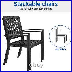 Patio Dining Chair Set of 2 Stackable Outdoor Chairs for Yard Garden Metal Chair