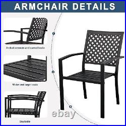 Patio Dining Chair Set of 2 Stackable Outdoor Chairs for Yard Garden Metal Chair