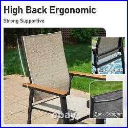 Patio Dining Chairs Set of 2 Aluminum Outdoor Stackable Chairs Heavy Duty Beige