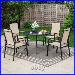 Patio Dining Chairs Set of 2 Aluminum Outdoor Stackable Chairs Heavy Duty Beige