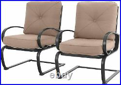 Patio Dining Chairs Set of 2 with Cushions Outdoor Metal Rocking Chairs Beige