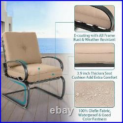 Patio Dining Chairs Set of 2 with Cushions Outdoor Metal Rocking Chairs Beige