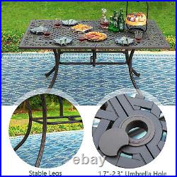Patio Dining Table Cast Aluminum Outdoor Table Rectangular for 6 Person