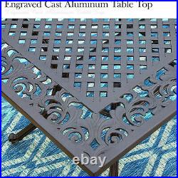 Patio Dining Table Cast Aluminum Outdoor Table Rectangular for 6 Person