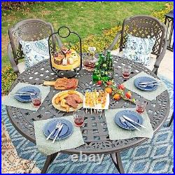 Patio Dining Table Cast Aluminum Outdoor Table Round Table for 6 Person