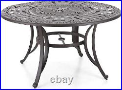 Patio Dining Table Cast Aluminum Outdoor Table Round Table for 6 Person
