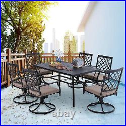 Patio Dining Table Rectangular 6 Person Metal Outdoor Tables For Garden Lawn