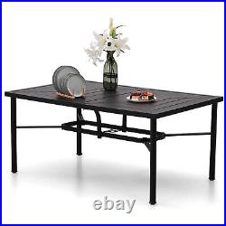 Patio Dining Table Rectangular 6 Person Metal Outdoor Tables For Lawn Backyard