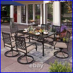 Patio Dining Table Rectangular 6 Person Metal Outdoor Tables For Lawn Backyard