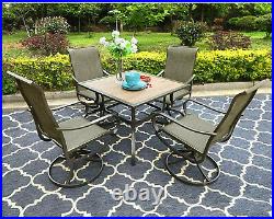 Patio Dining Table Square Outdoor Garden Furniture Table With 1.7 Umbrella Hole