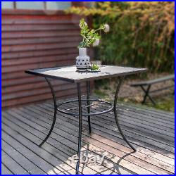 Patio Dining Table for 4 Outdoor Metal Steel Square Table with Umbrella Hole