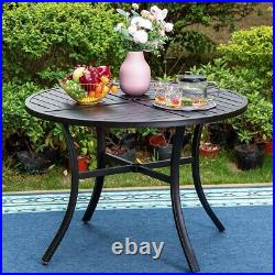 Patio Dining Table for 4 Person Outdoor Table with Umbrella Hole Metal Round Table