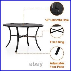 Patio Dining Table for 4 Person Outdoor Table with Umbrella Hole Metal Round Table