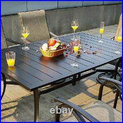 Patio Dining Table for 6 Person Rectangular with Umbrella Hole Outdoor Table
