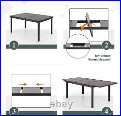 Patio Expandable Dining Metal Rectangular Table for 6-8 Person Garden Porch Lawn