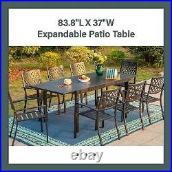 Patio Expandable Dining Metal Rectangular Table for 6-8 Person Garden Porch Lawn