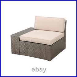 Patio Festival Sectional Set with Cushions 24.8H x 92W Seats 5 People Beige