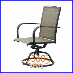 Patio Furniture 3 PCS Swivel Bar Sets Textilene Bistro Table Chairs Garden Decor