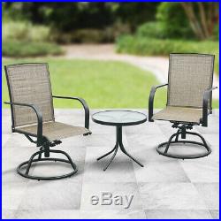 Patio Furniture 3 PCS Swivel Bar Sets Textilene Bistro Table Chairs Garden Decor