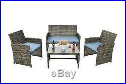 Patio Furniture 4 Pcs Outdoor Wicker Sofas Rattan Chair Wicker Conversation Set