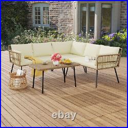 Patio Furniture 4 Pieces Outdoor Furniture L-Shaped Sectional Sofa Conversation