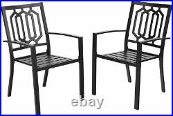 Patio Furniture Metal Chair Set of 2 Bistro Deck Outdoor Dining Chairs Stackable