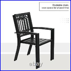 Patio Furniture Metal Chair Set of 2 Bistro Deck Outdoor Dining Chairs Stackable