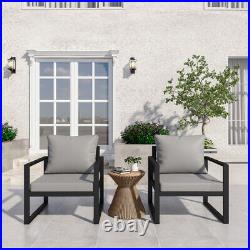 Patio Furniture Metal Couch 2PCS Outdoor Armchair Metal Sofa Chair Grey Cushions
