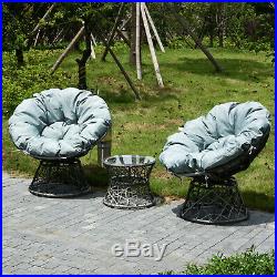 Patio Furniture Sectional Set Wicker Papasan Chair with Cushion and Frame Base
