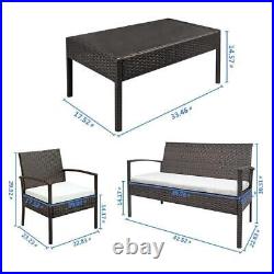 Patio Furniture Set 4 Pcs Outdoor Wicker Sofas Rattan Chair Wicker /w Cushion