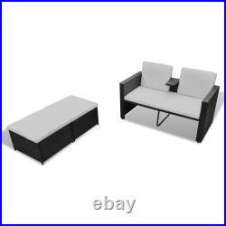 Patio Furniture Set Outdoor 2-Seater Sofa with Footrest Poly Rattan vidaXL