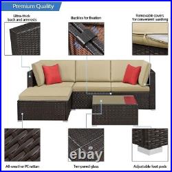 Patio Furniture Set-Outdoor Hand-woven Rattan Wicker Sectional Sofa Set, 5pc/7pc