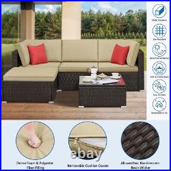 Patio Furniture Set-Outdoor Hand-woven Rattan Wicker Sectional Sofa Set, 5pc/7pc