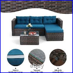 Patio Furniture Set Rattan Outdoor Double Sofa Chairs with Cushion End Table