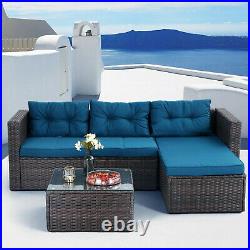 Patio Furniture Set Rattan Outdoor Double Sofa Chairs with Cushion End Table