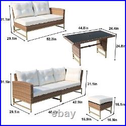 Patio Furniture Set Sectional Sofa Couch with Dining Table & Chair Indoor Outdoor