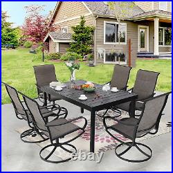 Patio Furniture Set Swivel Chairs Outdoor Dining Table Expandable for 6-8 Person
